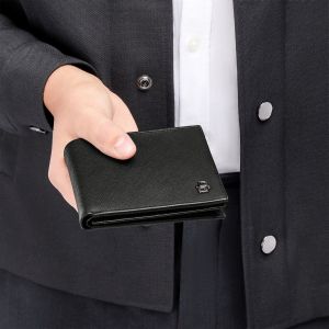 Hugo Boss Портфейл Saffiano Double B, с капак и отделение за монети, черен