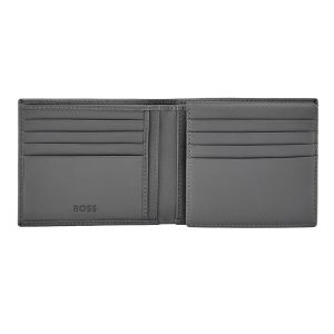 Hugo Boss Портфейл за карти Saffiano Double B, с капак, сив