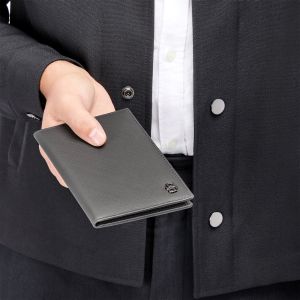 Hugo Boss Калъф за паспорт Saffiano, сив