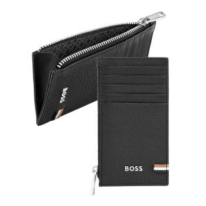 Hugo Boss Калъф за карти Classic Iconic, с 5 отделения, с цип, черен