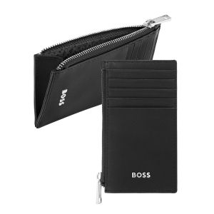 Hugo Boss Калъф за карти Classic Smooth, с 5 отделения, с цип, черен