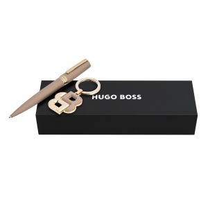 Hugo Boss Комплект химикалка и ключодържател, кафяво-златисти