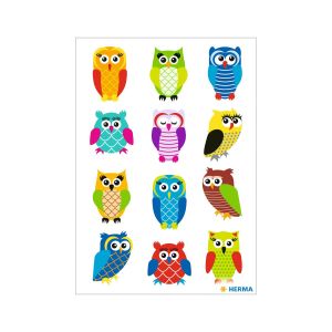 Herma Самозалепващи се етикети Бухали, глитер, 1 лист