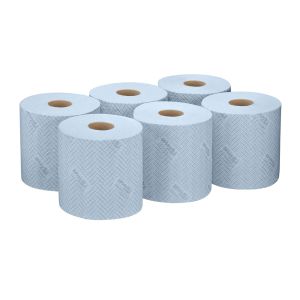 Кърпи за почистване Kimberly-Clark WypAll L20 7302 Centrefeed, на ролка, 38 х 18.3 cm, 380 къса, сини, 6 броя