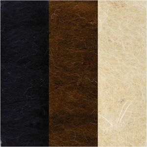 Creativ Company Вълна за плъстене, 3 х 10 g, черна, кафява и бяла