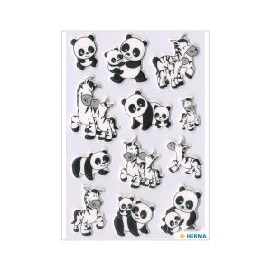 Herma Самозалепващи се етикети Панди и зебри, 1 лист