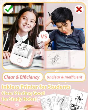 Phomemo Принтер T02-PKX, преносим, мини, без мастило, розов