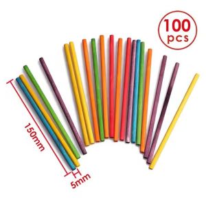 Foska Пръчици за декорация, дървени, цветни, 100 броя