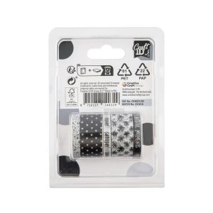 Craft ID Тиксо, с мотиви за декорация, дължина 3 m, 3 броя, черно-бяло