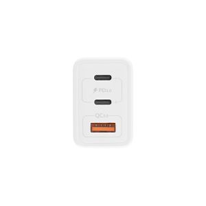 TNB Зарядно за телефон, 2 х USB Type-C, 1 х USB Type-A, 65 W, бяло