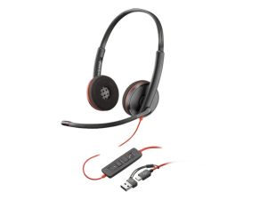 HP Poly Слушалки Blackwire 3220, жични, с микрофон, USB Type-C/Type-A адаптер