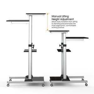 Работна маса за компютър и монитор Lumi WST-01, на колелца, максимално тегло 60 kg