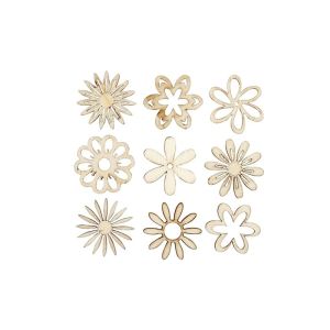 Creativ Company Дървени цветя за декорация, 9 вида по 5 броя