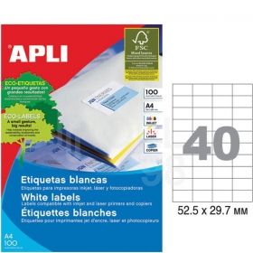 Етикети Apli 52.5x29.7 mm А4, 100 л. 40 етик.