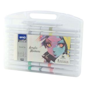 Маркери Spree акрилни триъгълни, 36 цвята + 2