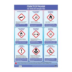 Office 1 Ученическо табло ''Пиктограми на опасни вещества'', 70 x 100 cm