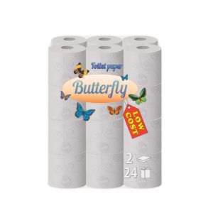 Тоалетна хартия Butterfly, двупластова, 150 къса, 24 броя