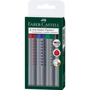 Faber-Castell Маркер за флипчарт Grip, скосен, 4 цвята