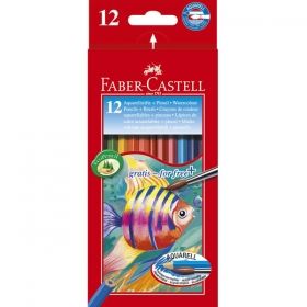 Моливи цветни Faber Castell, акварелниl, 12 цвята + четка