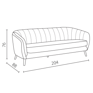 Триместно канапе GRETA - черен PO