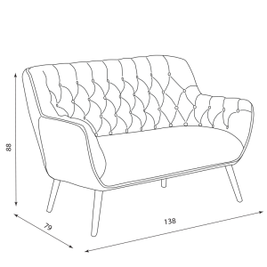 Двуместно канапе BERGEN - кайсия HE