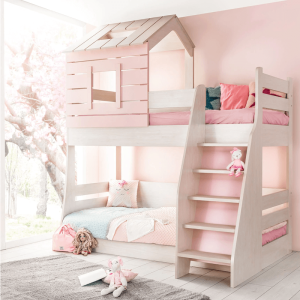 Двуетажно детско легло PINK HOUSE - дясно