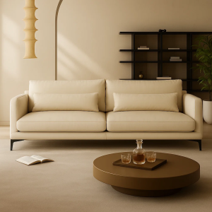 Кожен диван - тройка GRASTEN LUX - крем