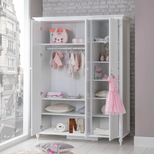 Трикрилен детски гардероб NIL - бял
