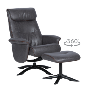 Кресло с табуретка EMA - тъмносиво