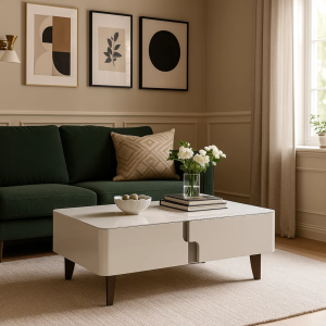 Холна маса LIORA - бял-капучино