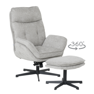 Кресло с табуретка ANDREA - светлосиво