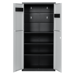 Метален шкаф за инструменти Carmen CR-1226 L SAND - черен-сребърен