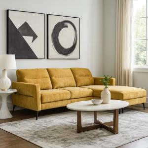Ъглов диван INGA - жълт V68