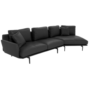Кожен ъглов диван GRAM LUX - черен