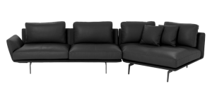 Кожен ъглов диван GRAM LUX - черен