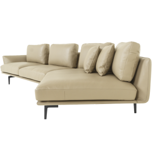 Кожен ъглов диван GRAM LUX - крем