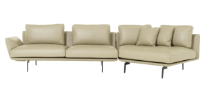 Кожен ъглов диван GRAM LUX - крем