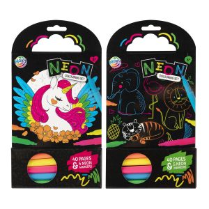 Moxy Книжка за оцветяване, неонова, 40 листа, асорти, 12 броя