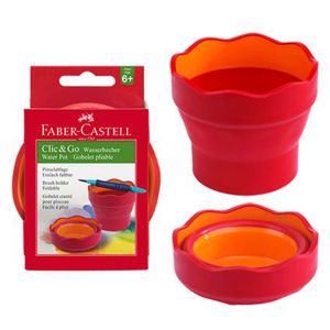 Чашка за рисуване Faber Castell, сгъваема, червен