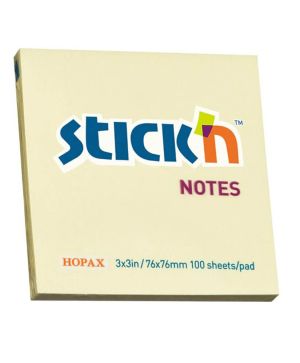 Самозалепващи листчета Stickn, 76/76 mm, 100л, Жълт