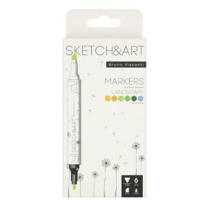 Двувърхи маркери Sketch&Art, 6 цвята, Гора