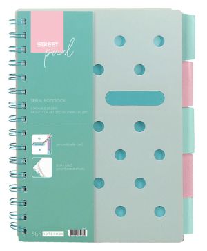 Тетрадка Street Pad Dots A4, спирала,PP,100л, широки редове, Зелен