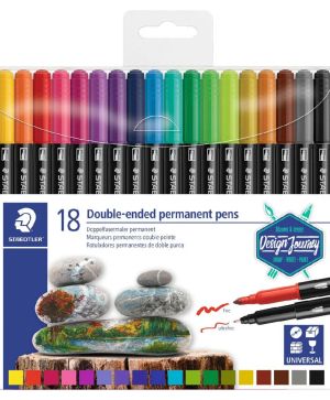 Перманентни маркери Staedtler DJ, двувърхи, 18 цвята