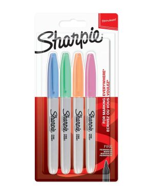 Комплект перманентни маркери Sharpie F, 4 цвята, Пастел