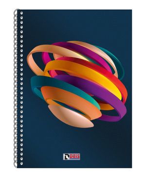 Тетрадка A5 Deis, 200л, широки редове, спирала,твърди корици, 5теми 09430