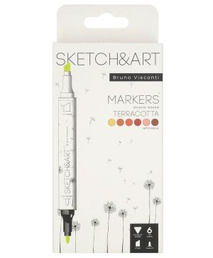 Двувърхи маркери Sketch&Art, 6 цвята, Теракота