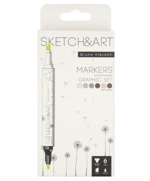Двувърхи маркери Sketch&Art, 6 цвята, Графика
