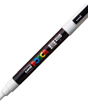 Перманентен маркер Uni Posca PC-3M на водна основа, 0.9-1.3 mm, Бял