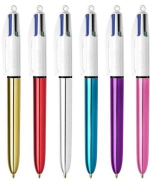 Химикалка Bic 4 Colours Shine, автоматичен,1 mm, Сребро