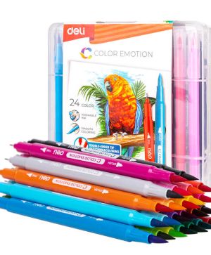Флумастери Deli Emotion EC151-24,24 цвята, двувърхи